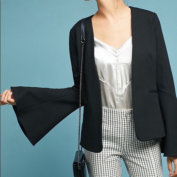 Anthropologie Jackets & Blazers - Anthropologie Black Volume Bell Sleeve Blazer M